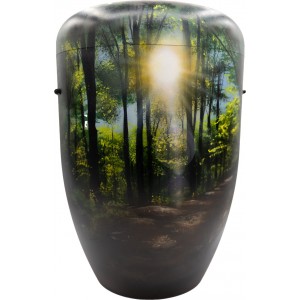 Hand Painted Biodegradable Cremation Ashes Funeral Urn / Casket – Forest Sun
